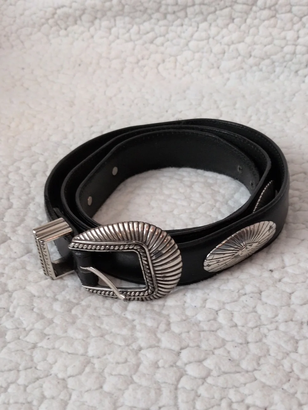 Brighton Onyx Genuine Leather DiamondSilver Hardware 1995 USA Made Western Belt